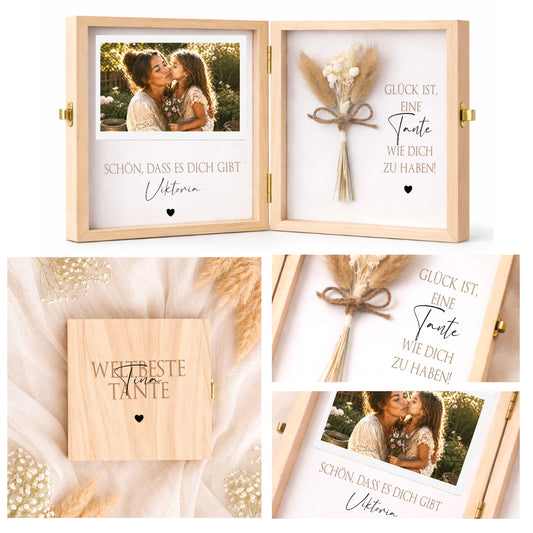 Geschenk Tante Onkel personalisiert | Geburtstagsgeschenk Tante Weihnachten | Nichte Neffe Geschenk Holzbox mit Namen I Onkel Geschenk