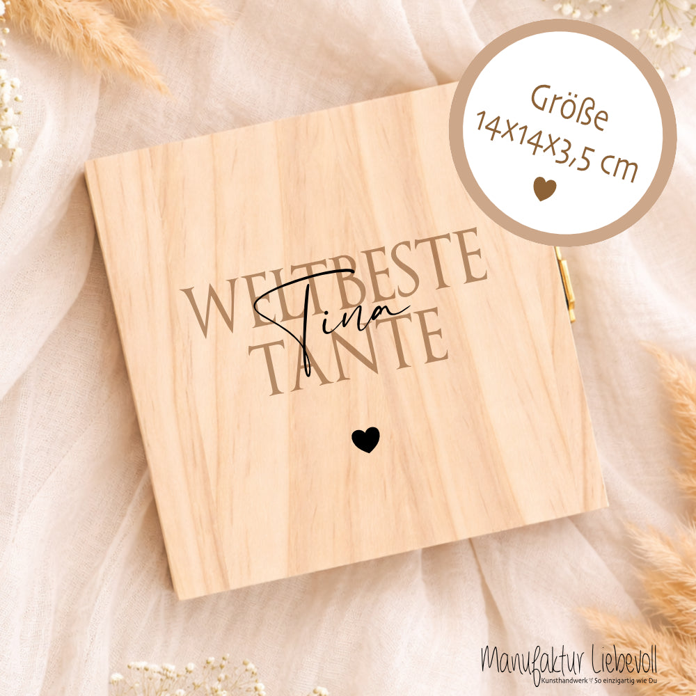 Geschenk Tante Onkel personalisiert | Geburtstagsgeschenk Tante Weihnachten | Nichte Neffe Geschenk Holzbox mit Namen I Onkel Geschenk