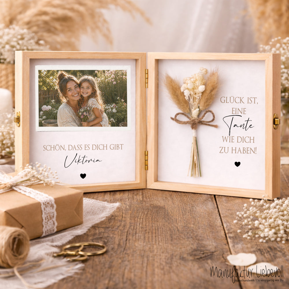 Geschenk Tante Onkel personalisiert | Geburtstagsgeschenk Tante Weihnachten | Nichte Neffe Geschenk Holzbox mit Namen I Onkel Geschenk
