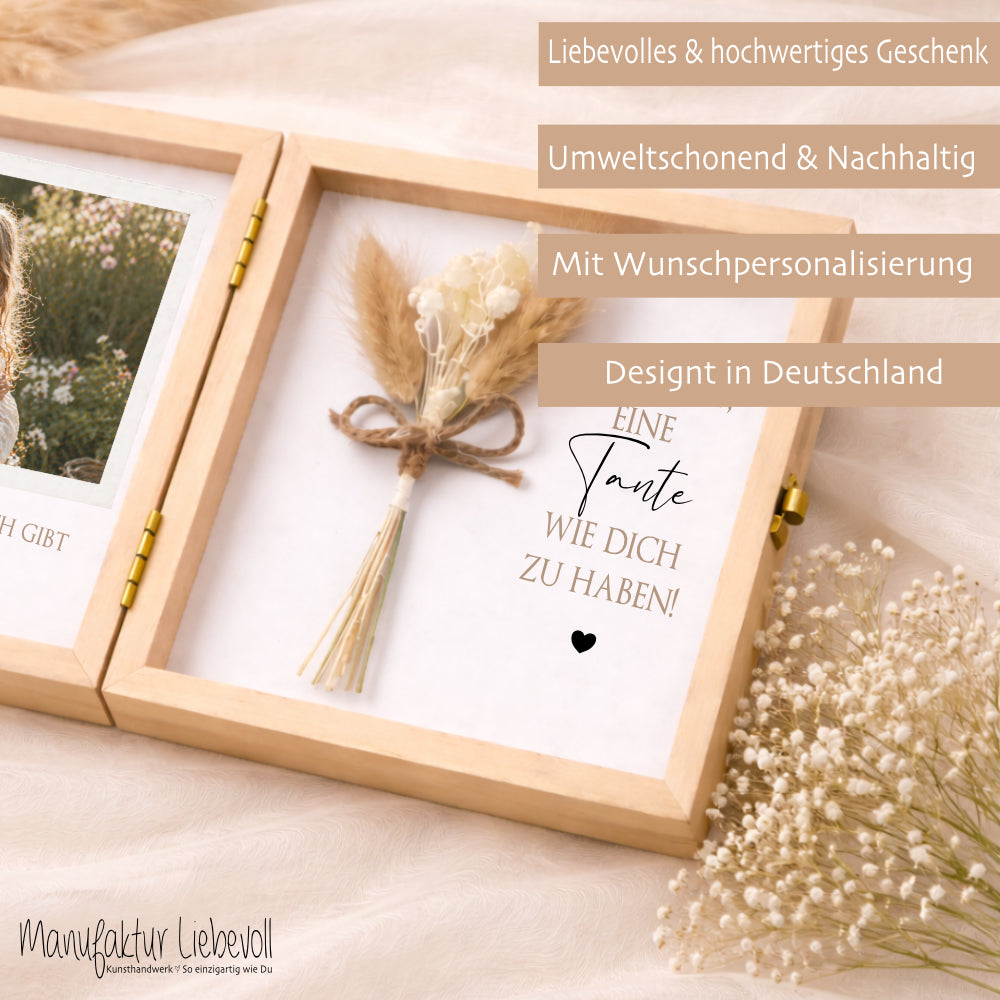 Geschenk Tante Onkel personalisiert | Geburtstagsgeschenk Tante Weihnachten | Nichte Neffe Geschenk Holzbox mit Namen I Onkel Geschenk