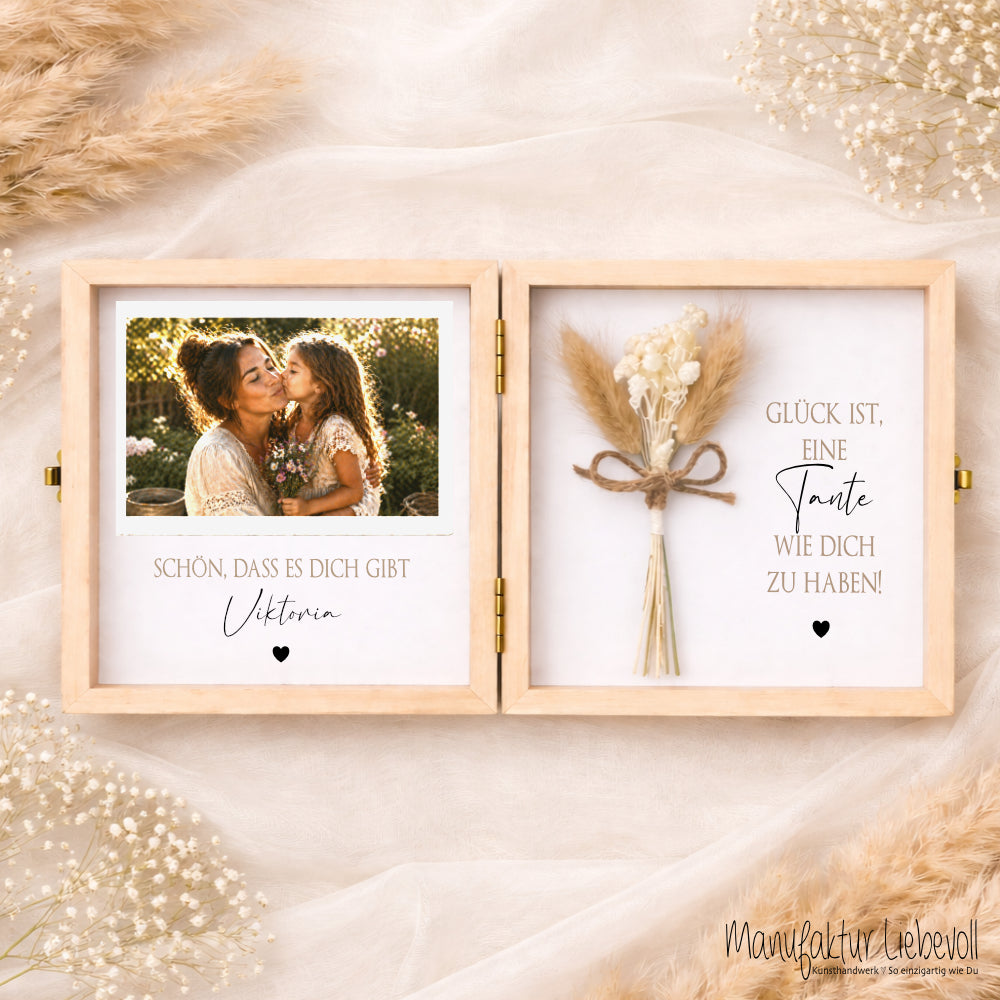 Geschenk Tante Onkel personalisiert | Geburtstagsgeschenk Tante Weihnachten | Nichte Neffe Geschenk Holzbox mit Namen I Onkel Geschenk