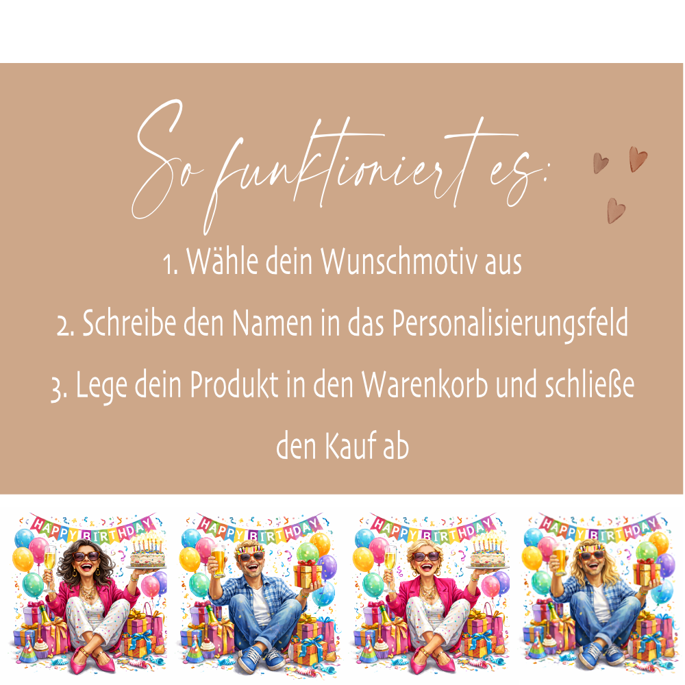 Personalisierte Geburtstags-Tasse mit Name – Lustiges Geschenk für Frauen & Männer