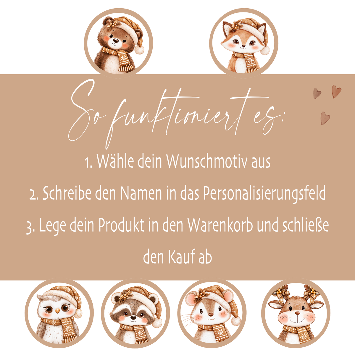 Kindertasse mit Namen Weihnachten, Emaille Tasse personalisiert I Nikolausgeschenk Kinder I Weihnachtstasse Mädchen Jungen I 6 Tiermotive