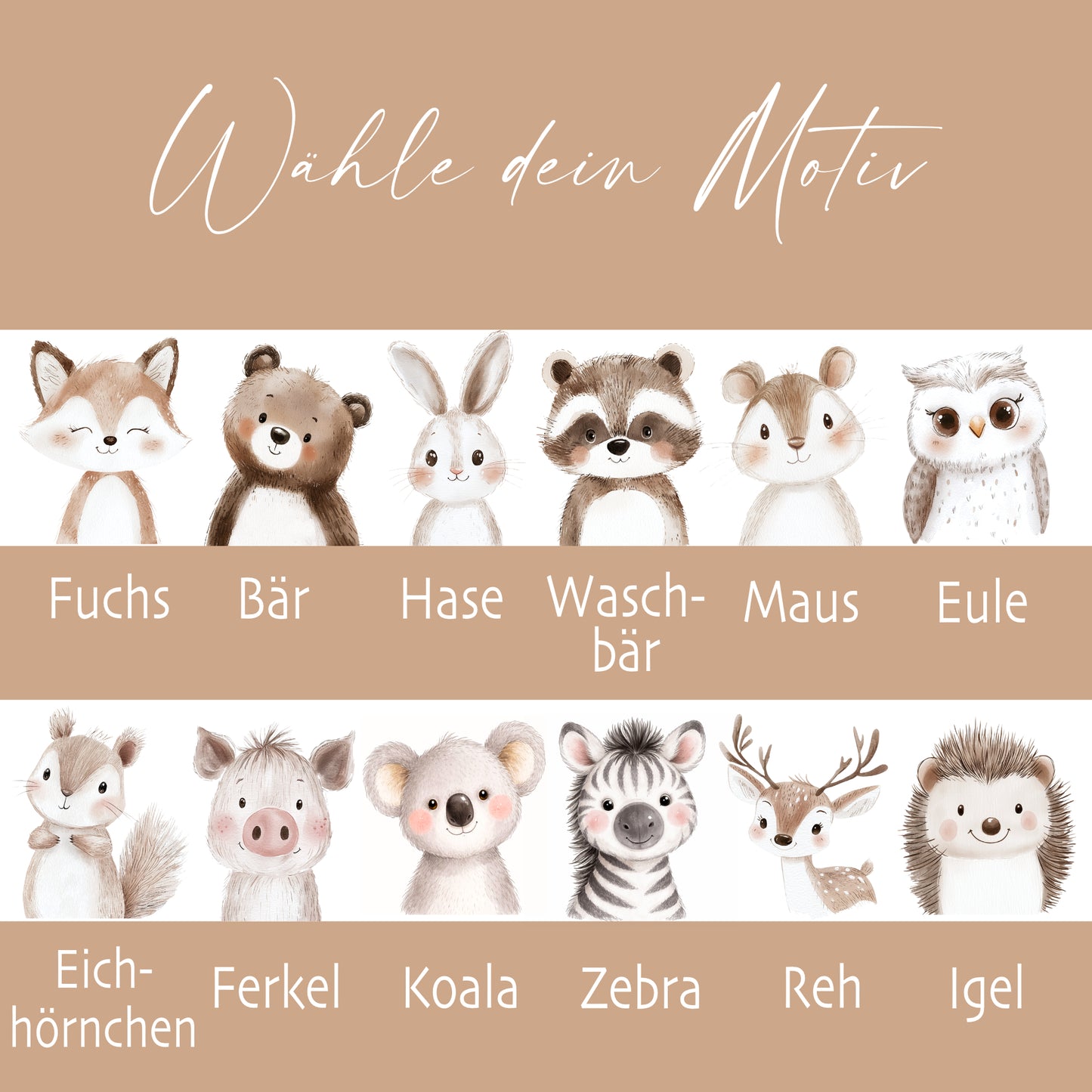 Personalisierte Kindertasse mit Name – Keramiktasse mit Korkboden & Deckel | 12 Tiermotive