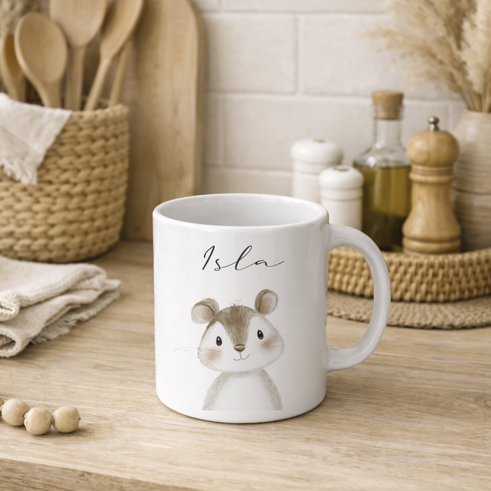 Personalisierte Kindertasse mit Namen – Niedliche Waldtiere