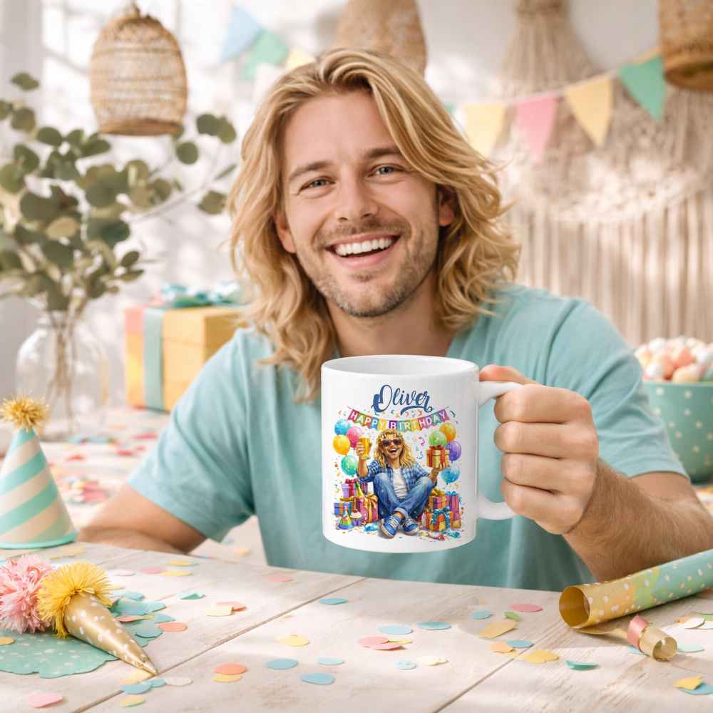 Personalisierte Geburtstags-Tasse mit Name – Lustiges Geschenk für Frauen & Männer
