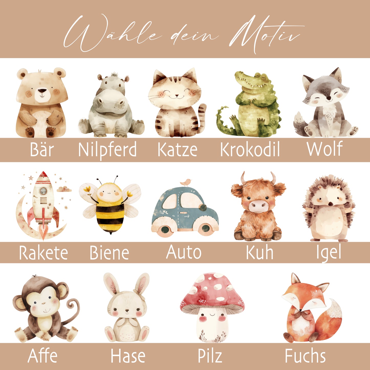 Personalisierte Kindertasse mit Namen – Keramiktasse mit Korkboden & Deckel | 14 Motive zur Auswahl
