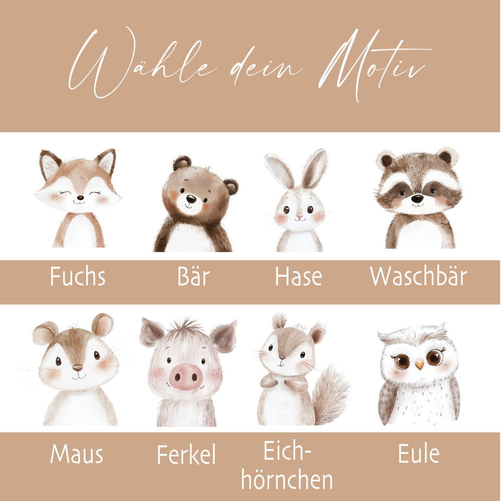 Personalisierte Kinder Emaille-Tasse mit Namen – Niedliche Tiermotive | Geschenk zur Geburt, Taufe oder Geburtstag
