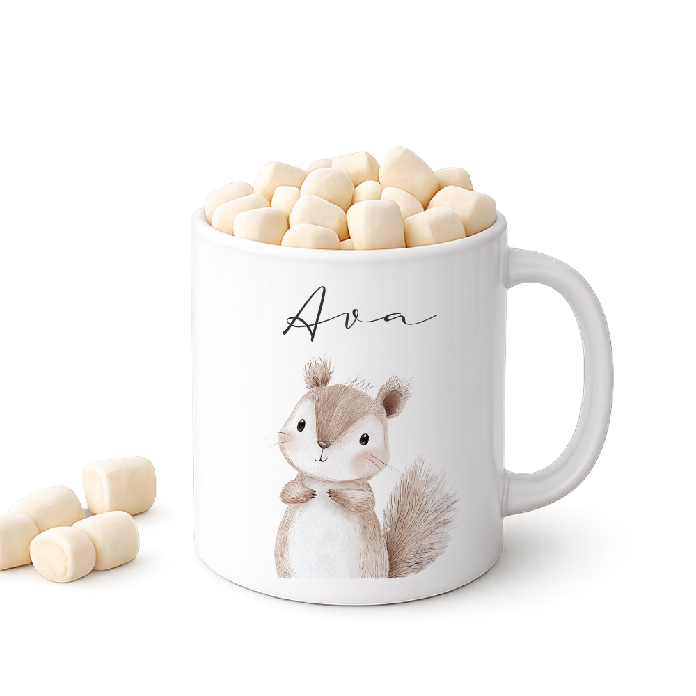 Personalisierte Kindertasse mit Namen – Niedliche Waldtiere