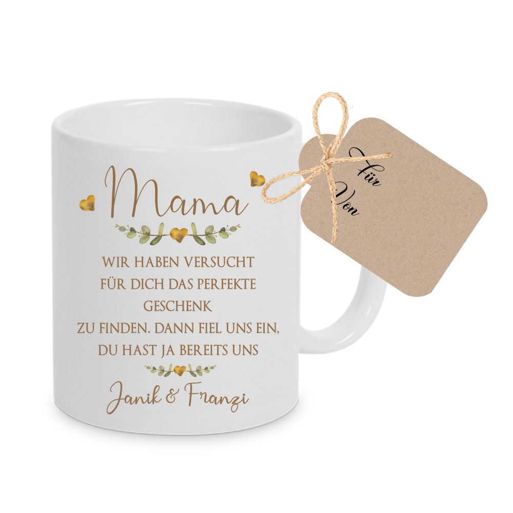 Keramiktasse - Mama - Oma - Papa - Opa mit Spruch und Namen der Kinder | Personalisierte Kaffee- Teetasse  | 8 Varianten zur Auswahl