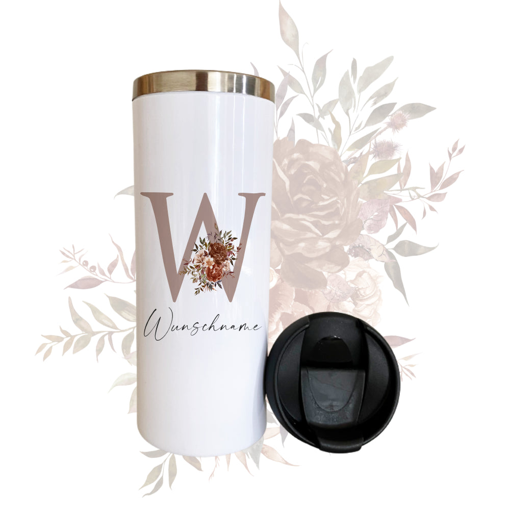 Herbstlicher Thermobecher mit Namen und Buchstaben