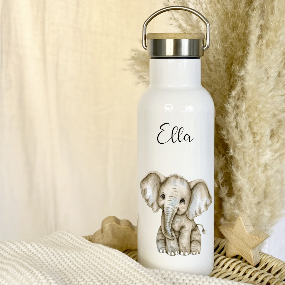 Kinder Trinkflasche Elefant mit Namen als Geschenkidee