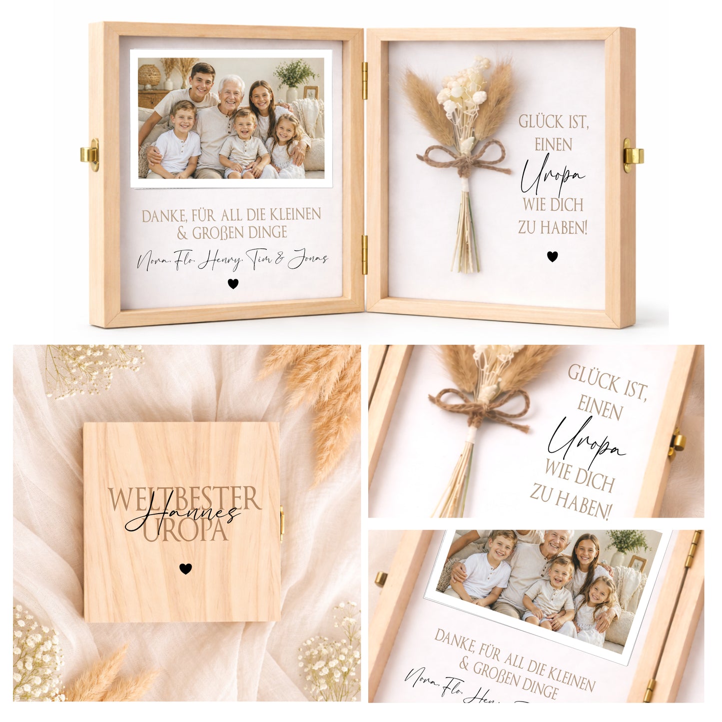 Geschenk Oma Opa personalisiert | Geschenk Uroma Uropa | Geburtstagsgeschenk Großeltern | Fotogeschenk Holzbox I Geschenk Enkelkinder Namen