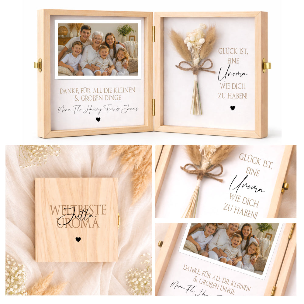 Geschenk Oma Opa personalisiert | Geschenk Uroma Uropa | Geburtstagsgeschenk Großeltern | Fotogeschenk Holzbox I Geschenk Enkelkinder Namen