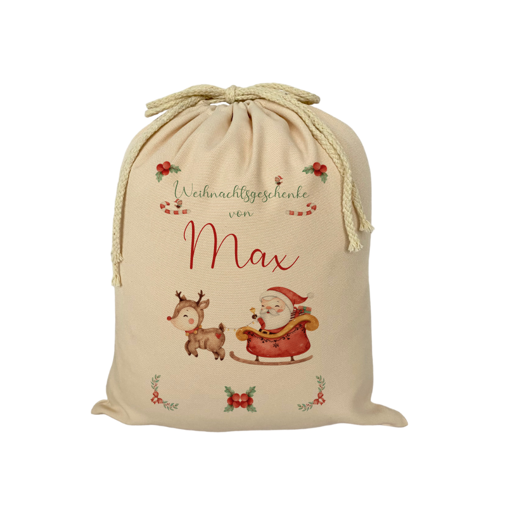 Weihnachtsbeutel und Geschenksack für Kinder, Personalisierte Geschenkverpackung aus Stoff für Mädchen und Jungen