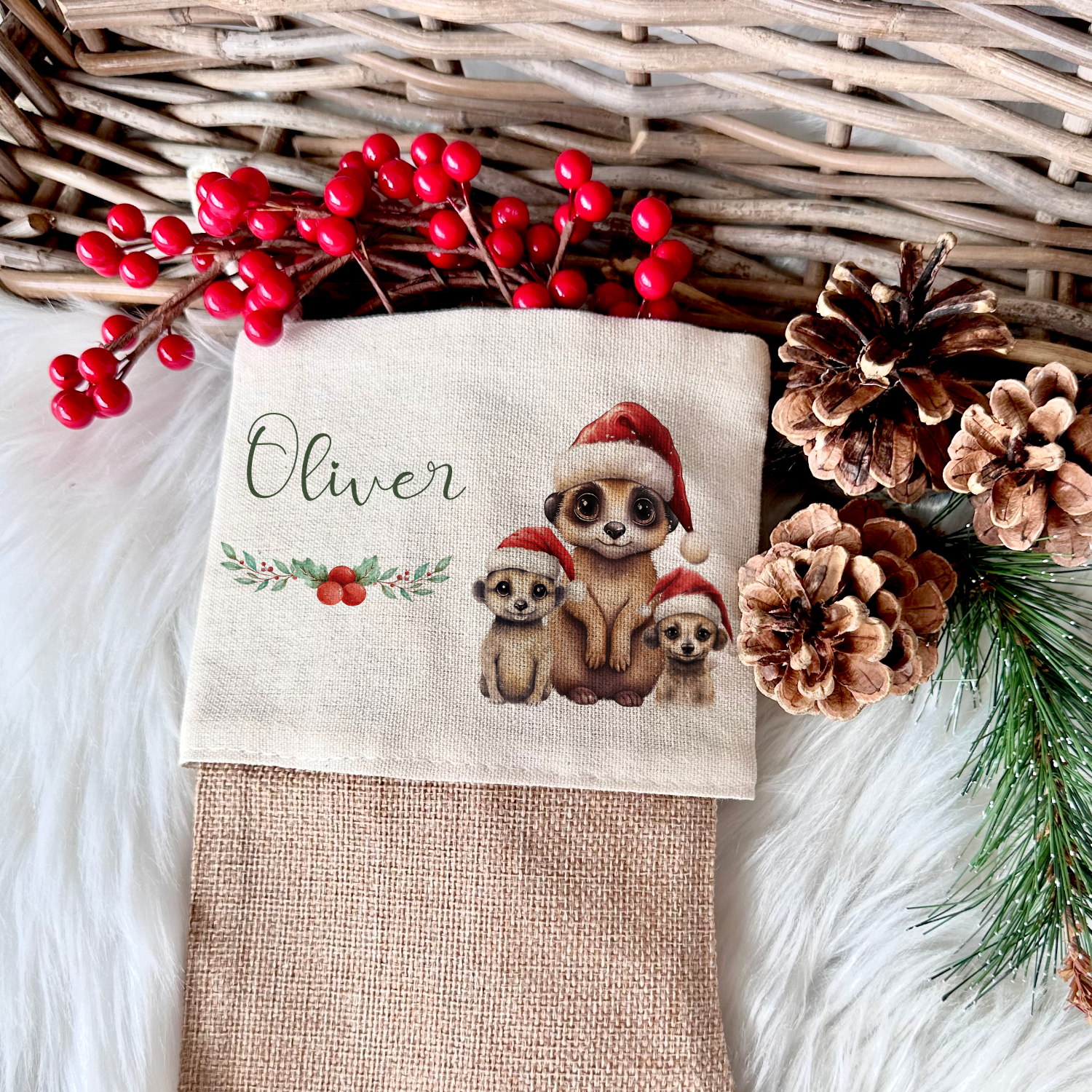 Erdmännchen Nikolaussocke mit Namen für Kinder als Geschenk