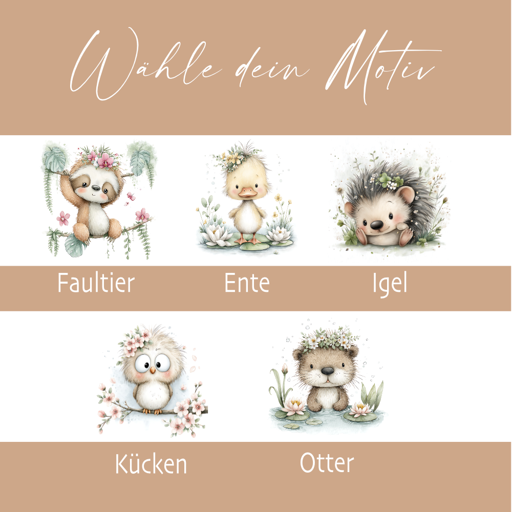 Personalisierter Zahnputzbecher für Kinder mit Namen | Keramik Trinkbecher & Zahnbürstenhalter | Geschenk für Kindergarten, Schule & Geburtstag | Motive: Faultier, Igel, Ente, Otter, Küken