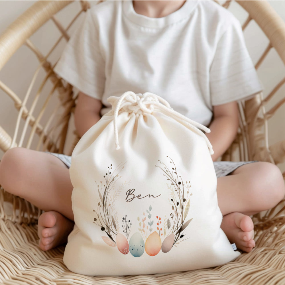 Geschenksack Ostern Osterhase Name Ostertüte zum Befüllen Stoff Ostergeschenke für Baby Kind Osterbeutel Geschenkbeutel