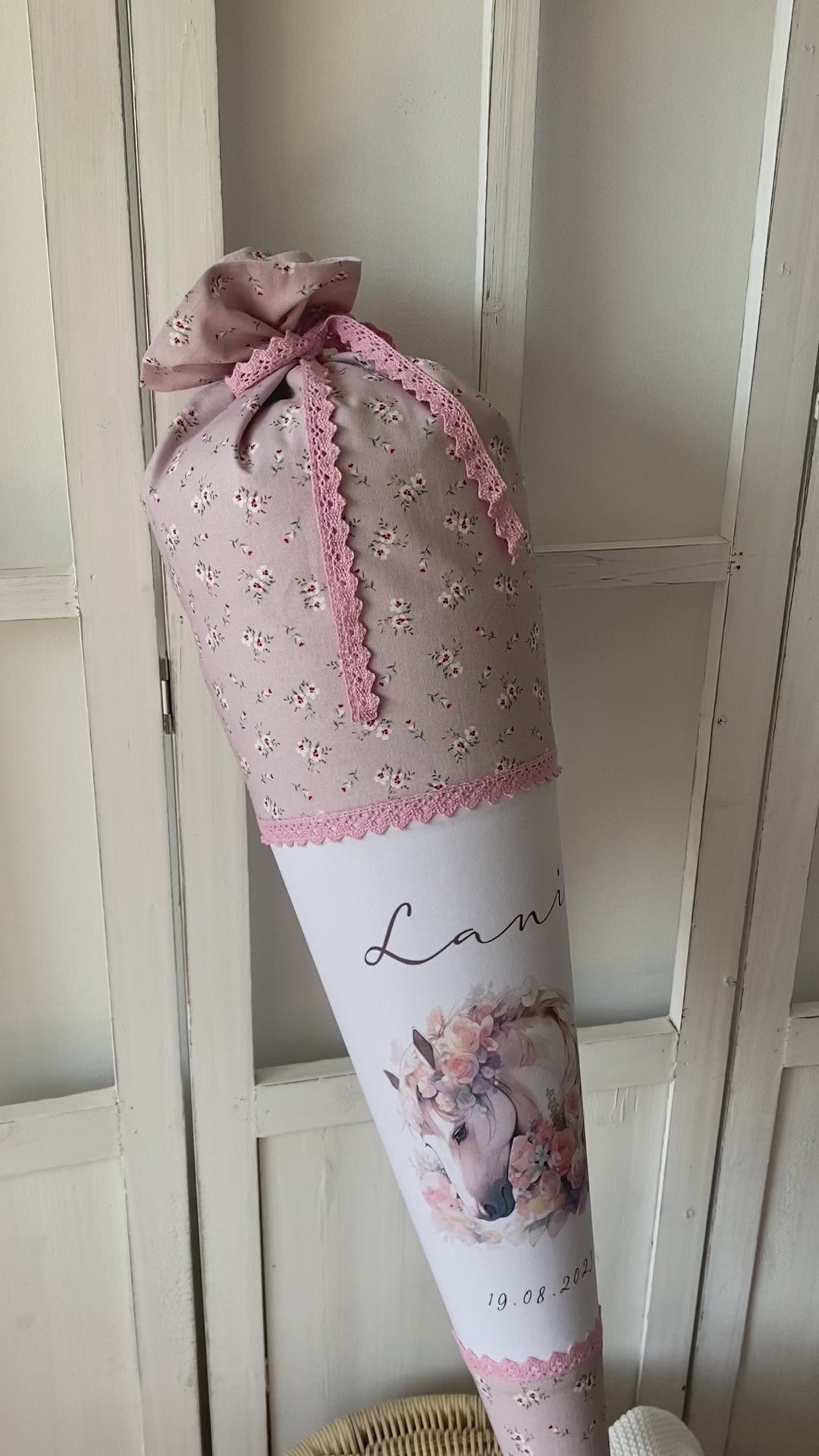 Schultüte „Pferdewelt“ 70 Cm Rund – Mit Tüll & Optionaler Kunststoffspitze