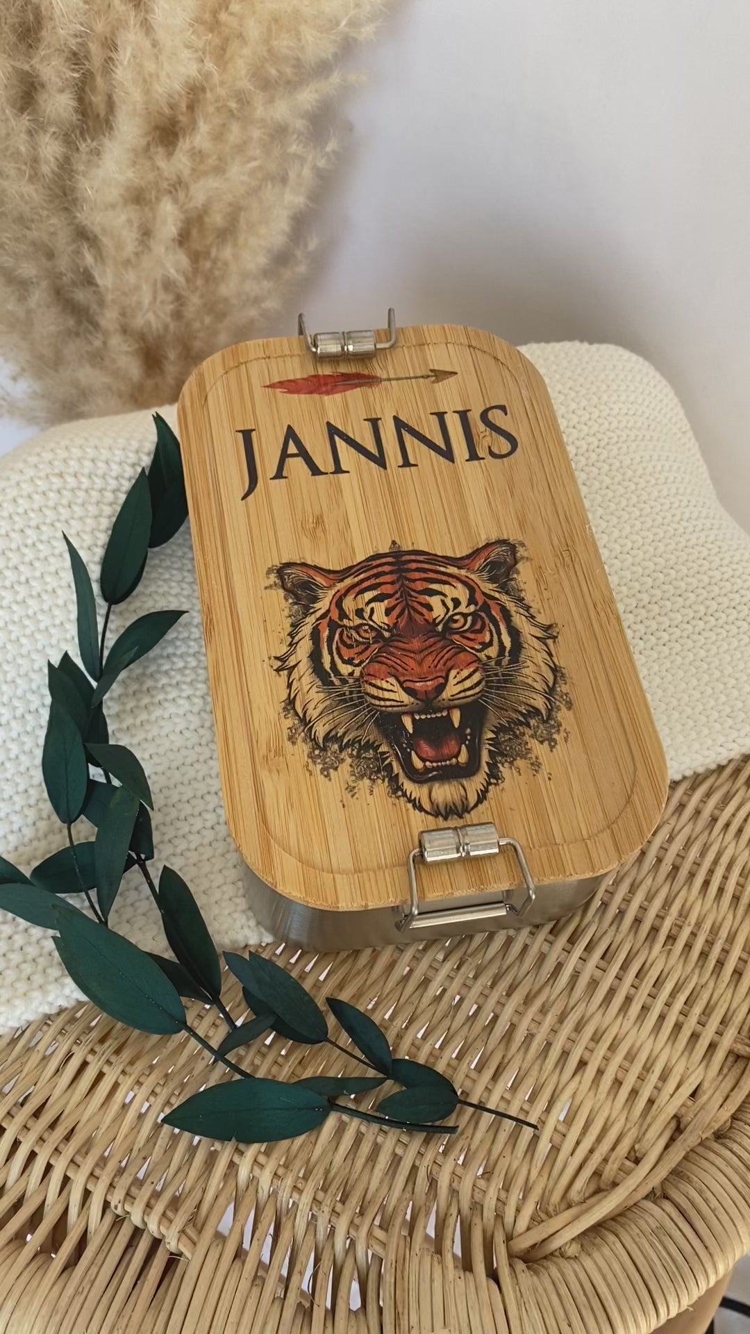 Lunchbox Tiger als Geschenk für Kinder Teenager mit Namen