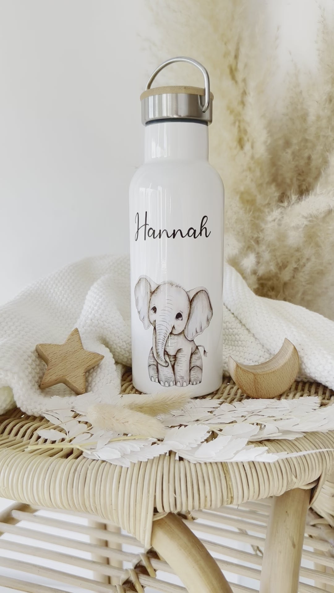 Kinder Trinkflasche Elefant mit Namen als Geschenkidee