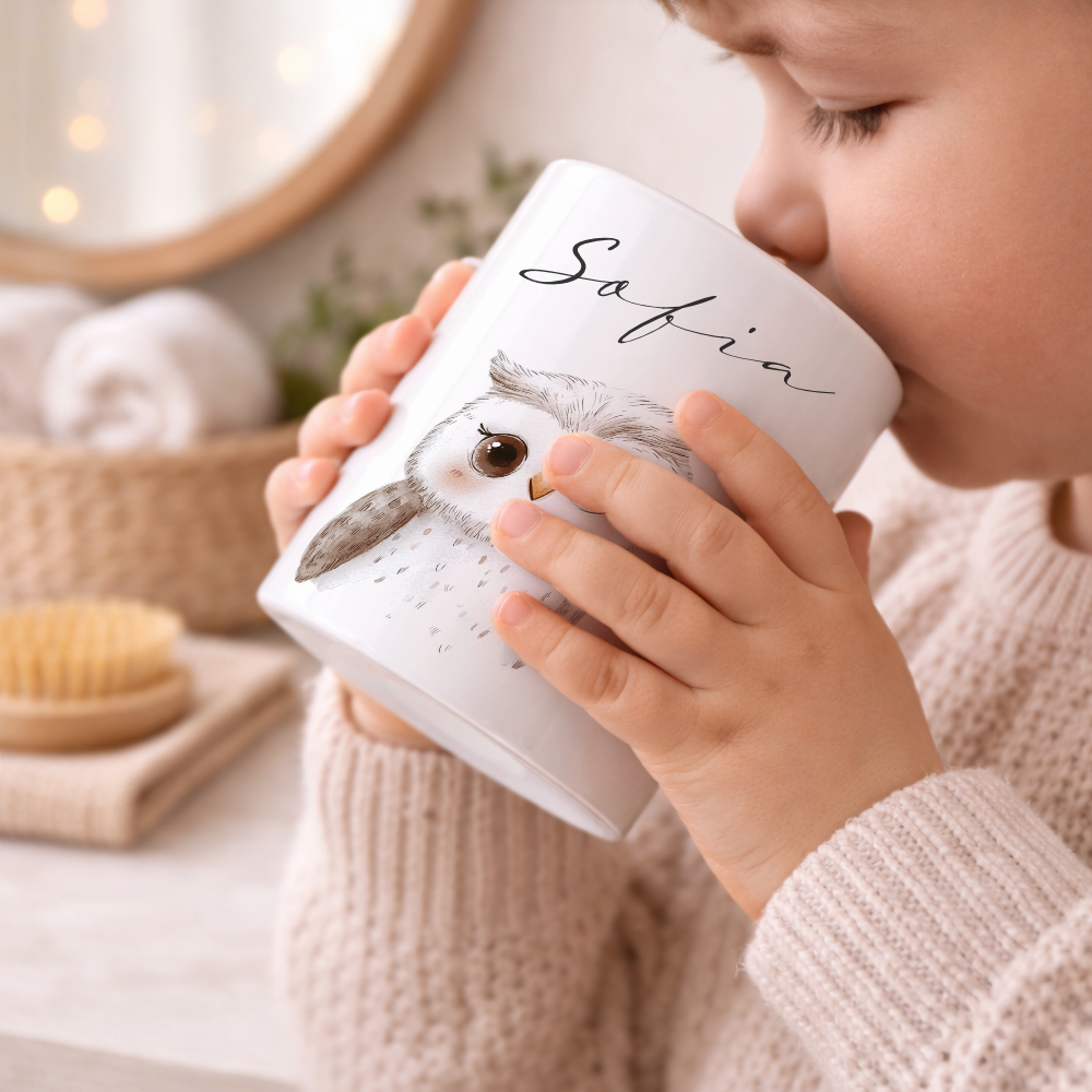 Personalisierter Zahnputzbecher für Kinder aus Keramik – Zahnbecher mit Namen & Tiermotiv