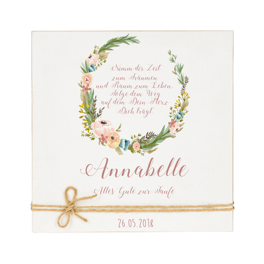 Taufgeschenk "Alles Gute zur Taufe" Holzbild mit schönem Spruch zur Taufe | Handgefertigt mit dem Namen des Taufkindes und dem Taufdatum