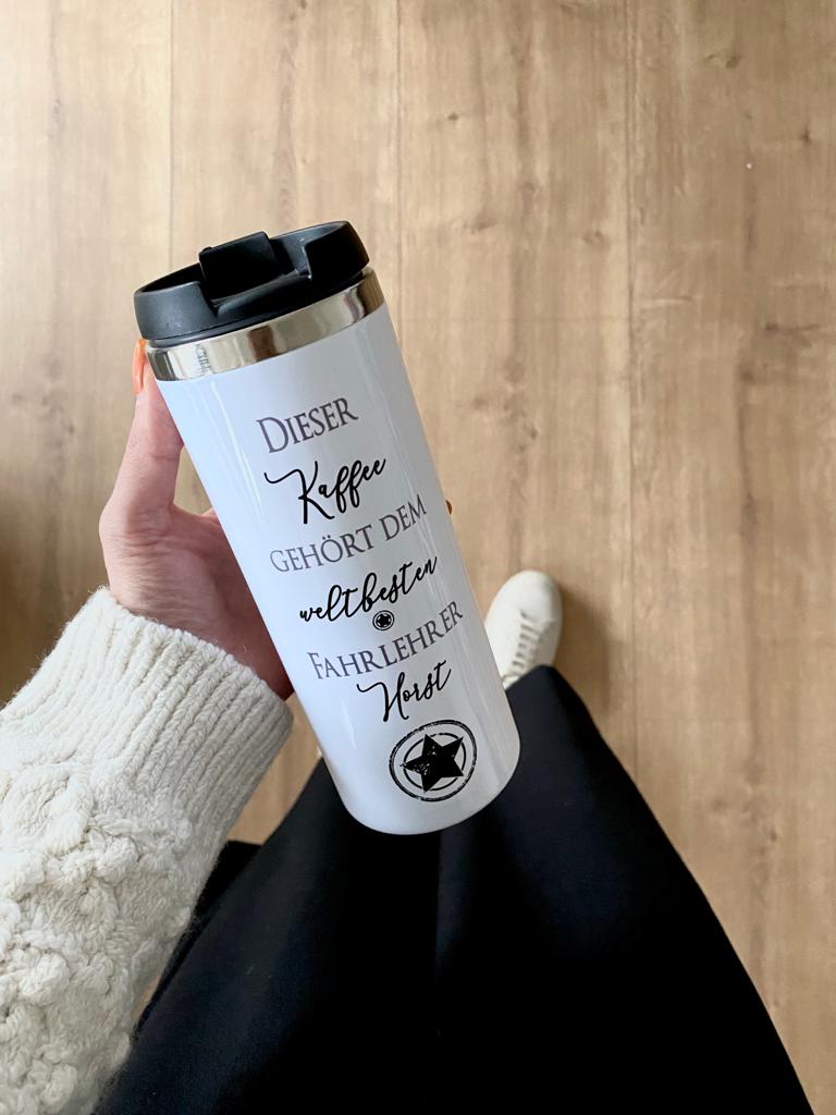 Personalisierter Thermobecher mit Namen u. Wunschtext – Manufaktur Liebevoll