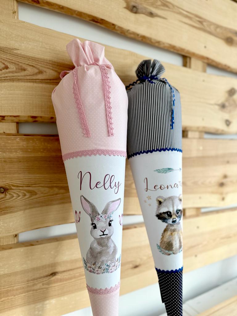 Rosa Einschulungstüte mit Namen für Mädchen