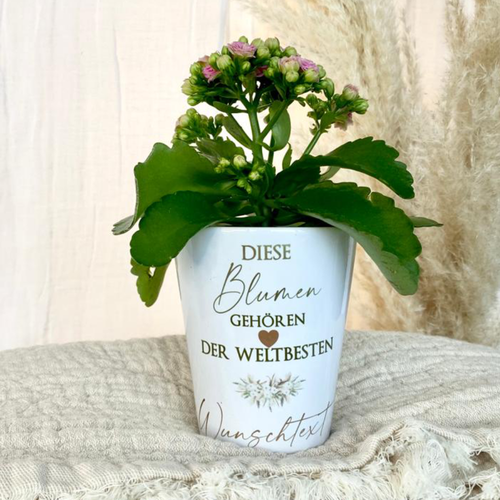 Personalisiertes Sukkulenten-Topf Mit Initiale – Keramik, 8,9 Cm, Mit Holzuntersetzer | Geschenk Für Frauen, Geburtstag