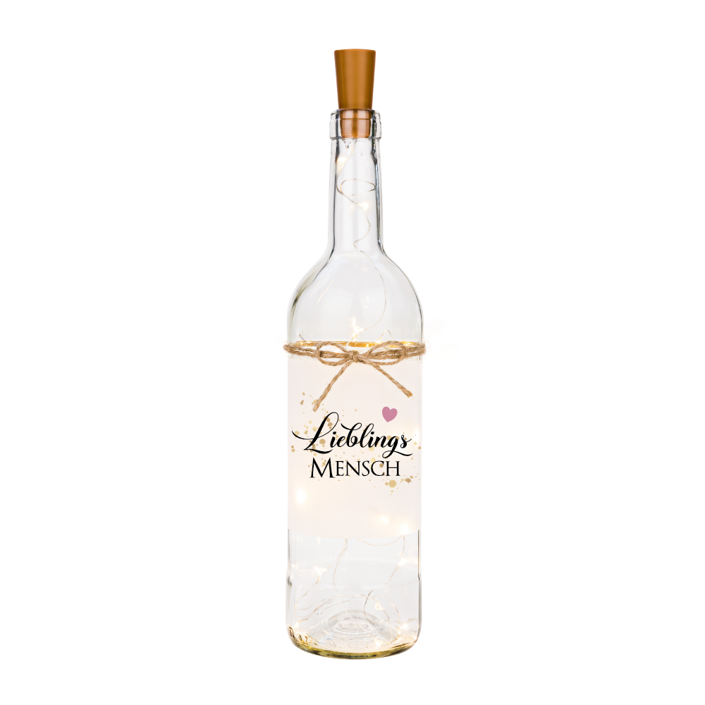 Flaschenlicht "Lieblingsmensch" | Kreatives Geschenk für Frauen und Lieblingsmenschen | Leuchtflasche mit LED Lichterkette