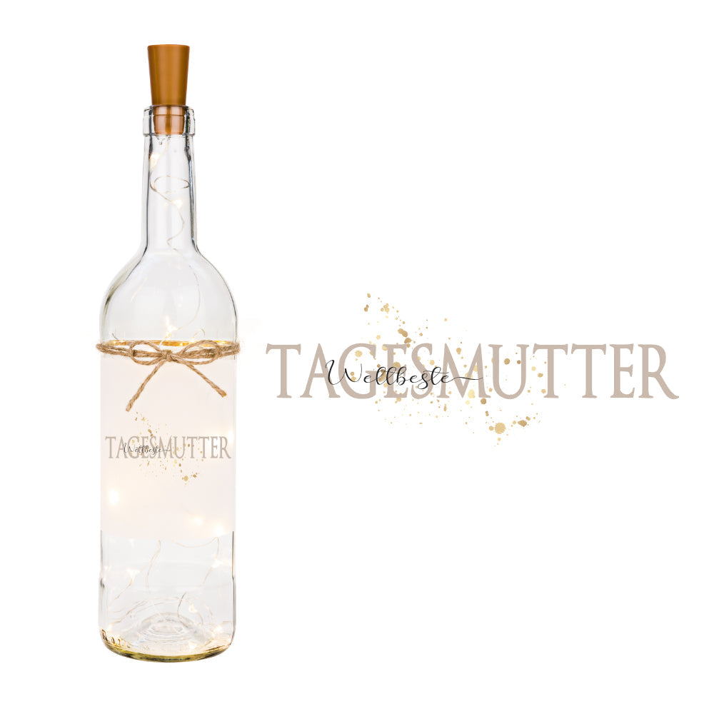 Flaschenlicht "Weltbeste Lehrerin" mit LED Beleuchtung | Perfektes Geschenk zum Abschied | 3 Motivvarianten zur Auswahl