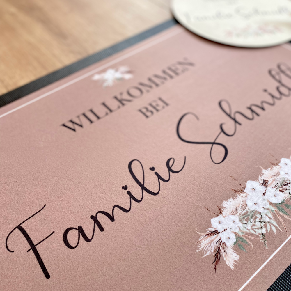 Personalisierte edle Fußmatte mit Familiennamen | Optional als tolles Geschenk Set mit Türschild erhältlich