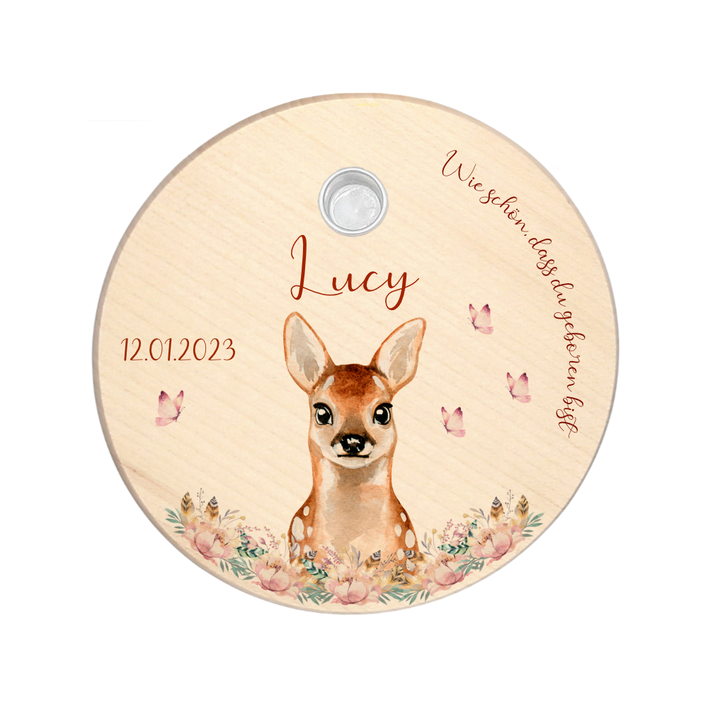 Geburtstagsteller  "Löwe" für Kinder | Personalisierter Kerzenteller aus Holz für Mädchen und Jungen + Kerze | Geschenkidee zur Geburt, Taufe, Kindergeburtstag | weitere Motive zur Auswahl