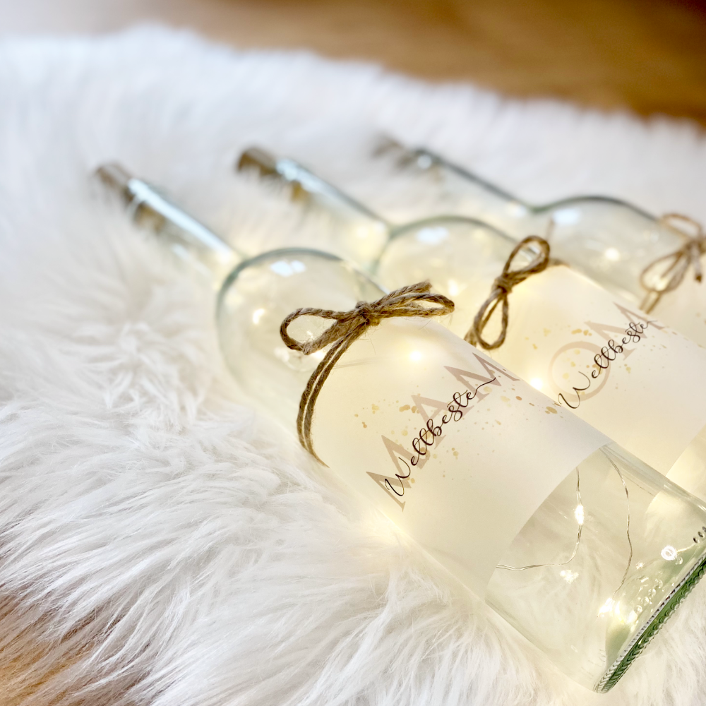 Flaschenlicht "Weltbeste Schwester" | Persönliches Geschenk für Geschwister | 5 Motivvarianten zur Auswahl
