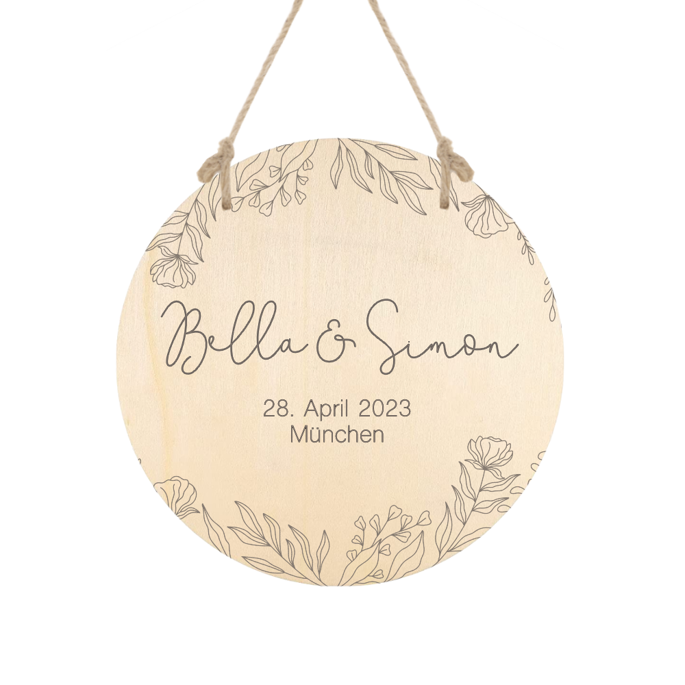 Personalisiertes Hochzeitsgeschenk aus Holz mit Namen