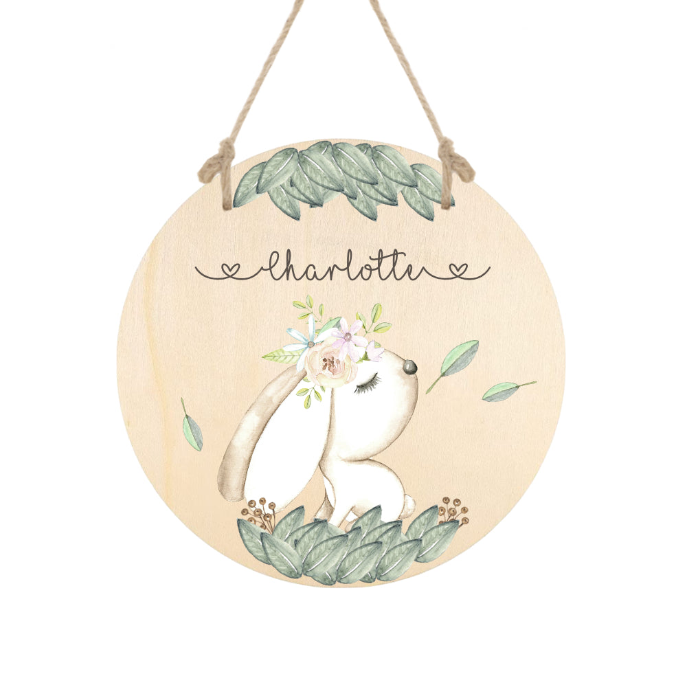 Namensschild "Fuchs" für das Kinderzimmer in Rund | Personalisiertes Türschild aus Holz mit dem Namen des Kindes | Besonderes Geschenk in 4 Motivvarianten für Mädchen und Jungen zur Auswahl