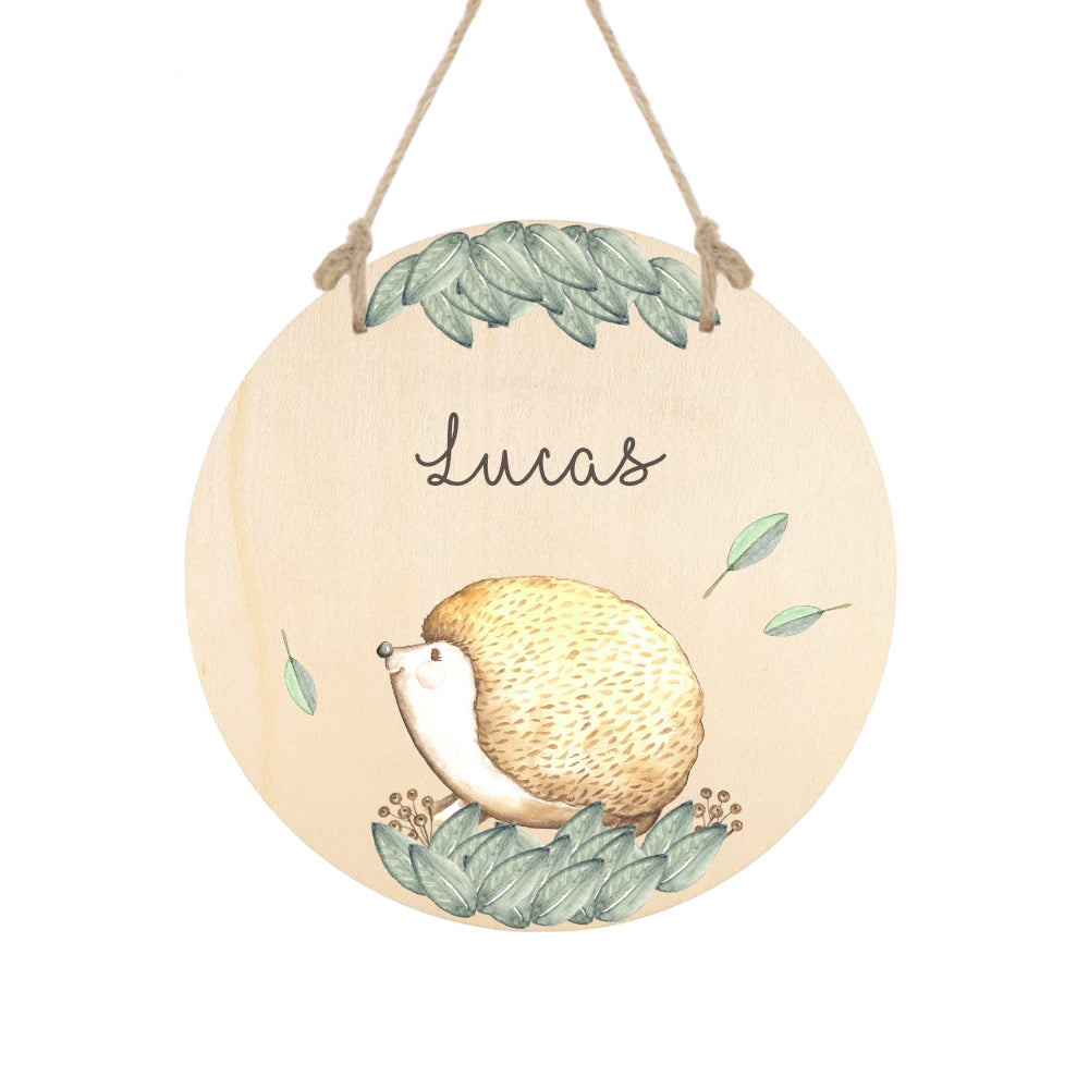 Namensschild "Fuchs" für das Kinderzimmer in Rund | Personalisiertes Türschild aus Holz mit dem Namen des Kindes | Besonderes Geschenk in 4 Motivvarianten für Mädchen und Jungen zur Auswahl