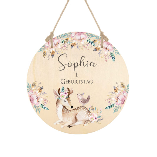 Personalisiertes Holzschild | Geburtstagsgeschenk für Mädchen | Kreatives Geschenk zum Geburtstag für Kinder | 2 Motivvarianten zur Auswahl
