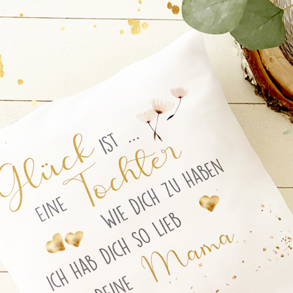 Kissen mit Spruch "Glück ist eine Mama wie dich zu haben" | Persönliches Geschenk für Mütter | 7 Motivvarianten zur Auswahl