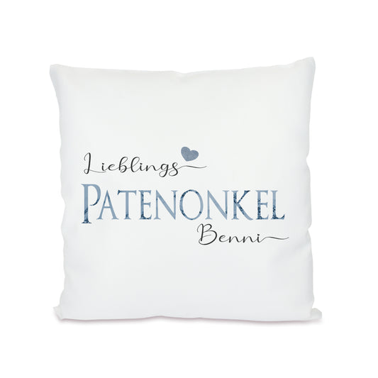 Kissen für den Patenonkel | Personalisiertes Geschenk mit Namen | 3 Produktvarianten zur Auswahl