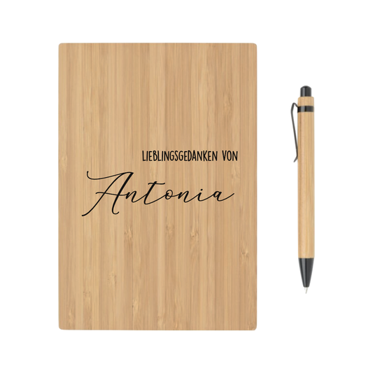 Tagebuch mit Namen u. Stift als Geschenk