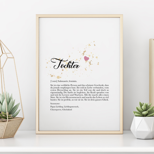 Digitales Poster als Geschenk für die Tochter mit Definition zum Ausdrucken.