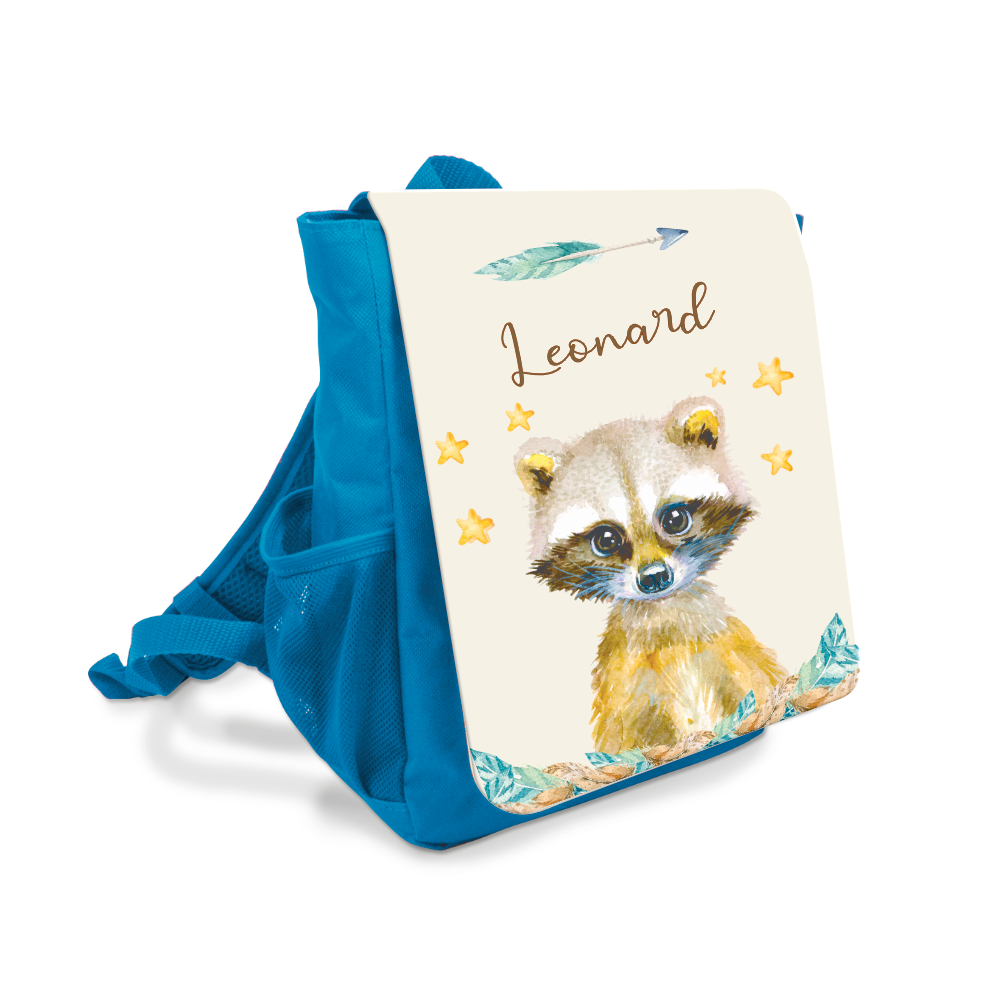 Kinderrucksack Tier Waschbär mit Namen Geschenk für Kinder