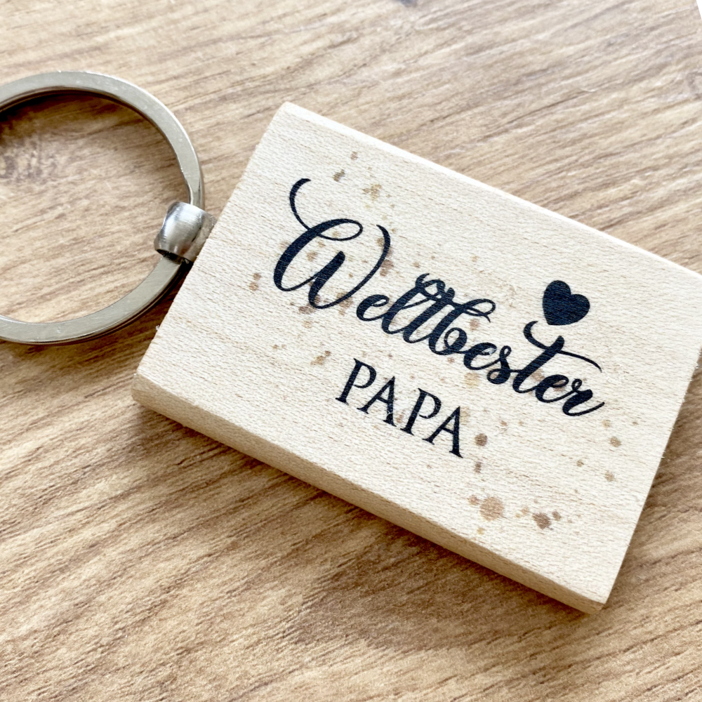 Schlüsselanhänger aus Holz "Weltbester Papa" | Nachhaltiges Geschenk für Väter