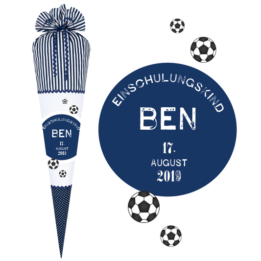 Personalisierte Schultüte in blau für Jungen