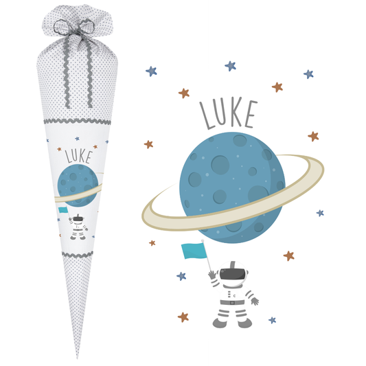 Schultüte aus Stoff mit Motiv Weltall für Kinder