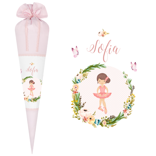 Schultüte aus Stoff mit Ballerina für Mädchen