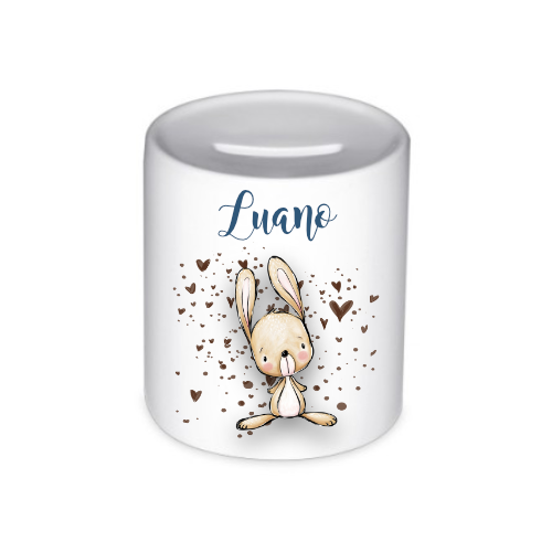 Personalisiert Spardose Mit Hase - Keramik Sparbüchse Mit Namen Für Kinder Geschenk