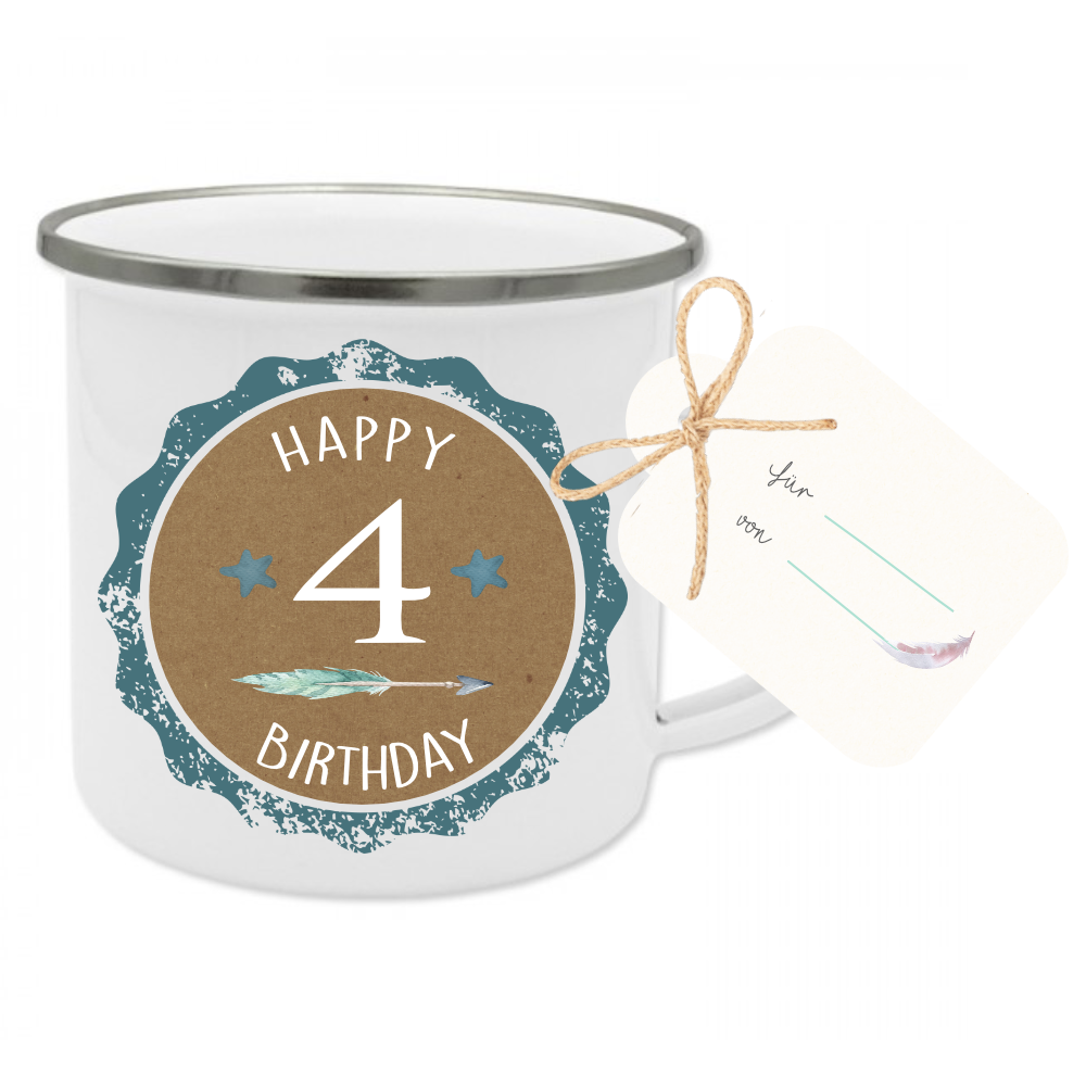 Tasse "Happy Birthday" für Kinder zum 1 - 7 Geburtstag | Originelle Geschenkidee, angefertigt mit dem Alter des Kindes | 2 Farbvarianten für Mädchen und Jungen zur Auswahl